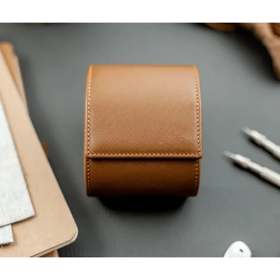 Travel Watch Case - Cognac & Oak Series 1