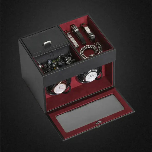 Watch Winder & Jewelry Box - Crimson Red
